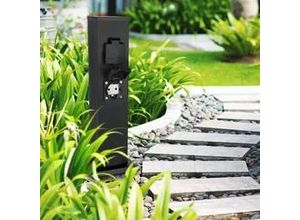 4063592035429 - Garten Steckdosensäule für außen - Farbe Schwarz - Ausführung 4 Steckdosen