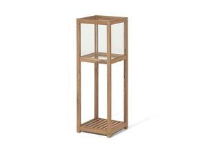 4063676767680 - Dekoratives Windlicht mit Regalboden - Braun - Massivholz