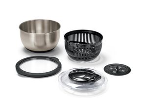 4063676858494 - - Edelstahl-Salatschleuder mit Deckel - silber