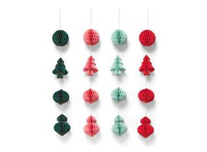 4063676919805 - 16er-Set Weihnachtsbaumschmuck - Dunkelgrün