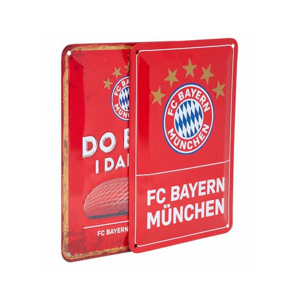 4063711677141 - Metallschild 2er-Set Logo rot Fan-Metallschild 4063711677141 FC BAYERN MÜNCHEN