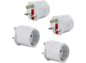 4063758126374 - - 4x Steckdosen Adapter in weiss – 4er Set uk Typ g auf eu Schuko Steckdosen Stromadapter - white