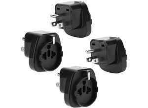 4063758126404 - - 4x Steckdosen Adapter in schwarz – 4er Set Typ b auf eu Schuko Steckdosen Stromadapter - black