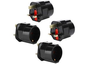 4063758126428 - - 4x Steckdosen Adapter in schwarz – 4er Set uk Typ g auf eu Schuko Steckdosen Stromadapter - black