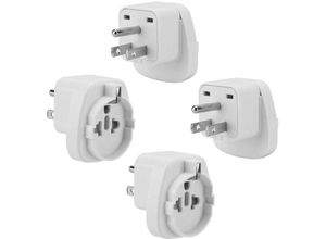 4063758126466 - - 4x Steckdosen Adapter in weiss – 4er Set Typ b auf eu Schuko Steckdosen Stromadapter - white