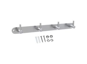 4063758202092 - Garderobenleiste Modell b - 4 Haken - Kleiderhaken Garderobe Edelstahl - grey