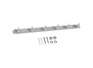 4063758202115 - Garderobenleiste Modell b - 6 Haken - Kleiderhaken Garderobe Edelstahl - grey