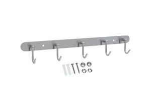 4063758202153 - Garderobenleiste Modell c - 5 Haken - Kleiderhaken Garderobe Edelstahl - grey