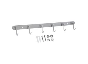 4063758202160 - Garderobenleiste Modell c - 6 Haken - Kleiderhaken Garderobe Edelstahl - grey