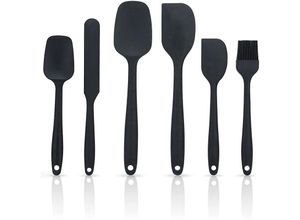 4063758215146 - 6-teiliges Silikon Spaten Set in Schwarz - Antihaft Silikon Spatel Set Backutensilien zum Kochen Backen Rühren Anrichten Hitzebeständig - black