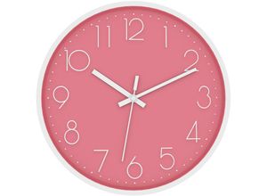 4063758240490 - - Wanduhr in Weiß - Pink mit 305 cm Durchmesser - Praktische Zeitanzeige Chronometer stilvoll für jedes Zimmer - white