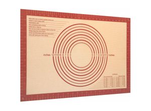 4063758240506 - - wiederverwendbare Silikon Backmatte in Rot-Braun mit 40 x 60 cm Größe - Backmatte Kochutensil Backunterlage Teigrollmatte - red