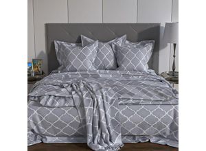 4063758250871 - - Bettbezug Kissenbezug - grau WEIß - Bettwäsche für Schlafzimmer und Kinderzimmer Jugendzimmer - white