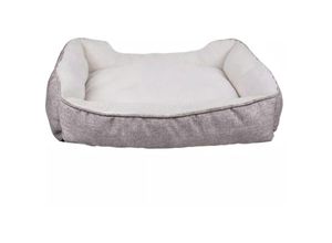 4063758251236 - Flauschiges Plüsch Haustierbett in Grau - 50 x 40 x 13 cm - Weiches rutschfestes Hundebett Katzenbett Kissen komfortables Hundesofa Katzensofa für