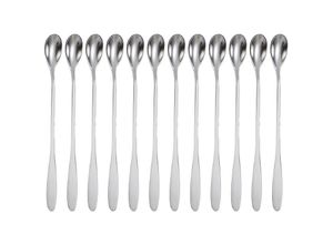 4063758260214 - - 12er Set Lange Edelstahl Löffel - Länge 189 cm - Für Latte Macchiato Cocktails Desserts und mehr - grey