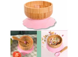 4063758277359 - - Baby Bambusschalen-Set Bambusschüssel mit Saugnapf und Löffel in Rosa - Zum Essen und Füttern von Babys und Kleinkindern - pink