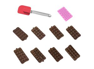 4063758292543 - 10-teiliges Set mit verschiedene Silikon Backformen und mit Spatel - Zum Backen und Herstellen von Desserts und Pralinen - multicolour