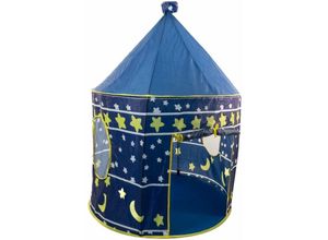 4063758340718 - Kinderspielzelt für Jungen und Mädchen in Blau mit Sternen mit Tragetasche - 100 x 128 cm - Spielzelt Tipi für Drinnen und Outdoor Kinderhaus