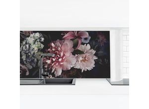 4063873702965 - Micasia - Küchenrückwand - Blumen mit Nebel auf Schwarz Größe HxB 40x140cm Material Smart