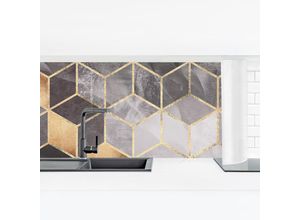 4063874105703 - Micasia - Küchenrückwand - Schwarz Weiß goldene Geometrie Größe HxB 40x140cm Material Smart