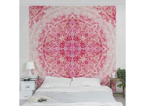 4063874412627 - Micasia - Fototapete - Mandala Aquarell Ornament Muster pink - Fototapete Quadrat Größe HxB 192cm x 192cm