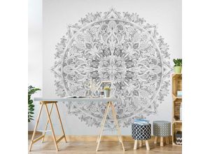 4063874412719 - Micasia - Fototapete - Mandala Aquarell Ornament schwarz weiß - Fototapete Quadrat Größe HxB 240cm x 240cm