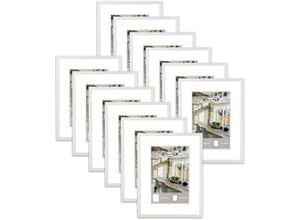 4063909081620 - - Posterrahmen 30 x 40 cm weiß Passepartout 12er Set Profil 15 x 15mm aus mdf mit PVC-Scheibe (unzerbrechlich)