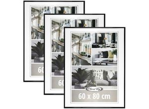 4063909183973 - Posterrahmen 60 x 80 cm schwarz 3er Set Kunststoffleiste (Leistenbreite 12mm) PVC-Scheibe (unzerbrechlich)