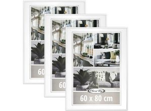 4063909183980 - Posterrahmen 60 x 80 cm weiss 3er Set Kunststoffleiste (Leistenbreite 12mm) PVC-Scheibe (unzerbrechlich)