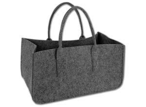 4063909198243 - - Filztasche Kaminholz Grau Tragetasche Felt Bag Melange dunkelgrau meliert aus robustem Polyesterfilz mit Henkel