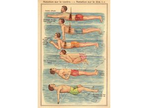 4063909271434 - Natation Poster nach Friedrich Eduard Bilz Anleitung zum Bauch- und Rückenschwimmen