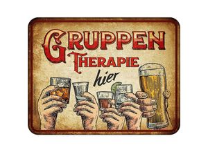 4063909291081 - - gruppentherapie Blechschild braun Metall mit Befestigungslöchern gewölbt und geprägt