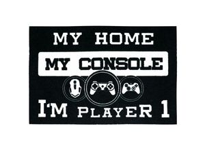 4063909302725 - - my home  my console Fußmatte schwarz weiß randlos mit rutschfester PVC-Unterseite