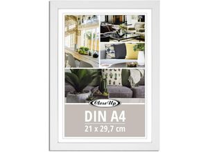 4063909333576 - - Posterrahmen 21 x 297 cm (din A4) Holzdekor weiß mit Rückwand PVC-Scheibe (unzerbrechlich) Profilbreite 17 mm