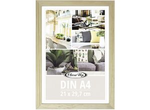 4063909333606 - Posterrahmen 21 x 297 cm (din A4) mdf Holzdekor natur mit Rückwand und Aufsteller PVC-Scheibe (unzerbrechlich) Profilbreite 17 mm