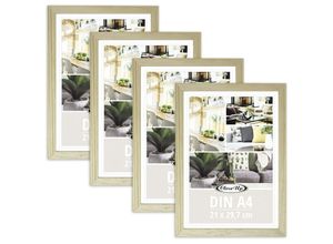 4063909333613 - - Posterrahmen 21 x 297 cm 4-er Set (din A4) Holzdekor natur 4 Rahmen im Set mit Rückwand PVC-Scheibe (unzerbrechlich) Profilbreite 17 mm