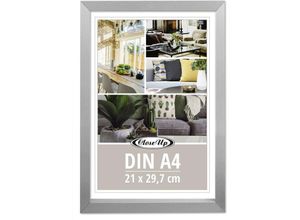 4063909343513 - - Posterrahmen 21 x 297 cm (din A4) Holzdekor silber mit Rückwand und Aufsteller PVC-Scheibe (unzerbrechlich) Profilbreite 17 mm