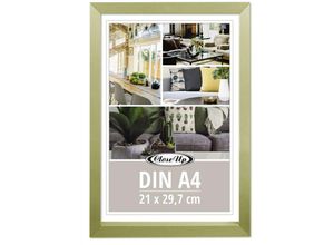 4063909343544 - Posterrahmen 21 x 297 cm (DIN A4) Holzdekor gold mit Rückwand und Aufsteller PVC-Scheibe (unzerbrechlich) Profilbreite 17 mm