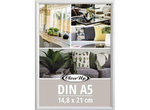 4063909344206 - Posterrahmen 148 x 21 cm din A5 Kunststoff weiß mit Rückwand und Aufsteller PVC-Scheibe (unzerbrechlich) Profilbreite 12 mm