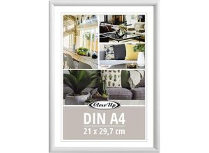 4063909344268 - Posterrahmen 21 x 297 cm DIN A4 Kunststoff weiß mit Rückwand und Aufsteller PVC-Scheibe (unzerbrechlich) Profilbreite 12 mm