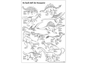 4063909368219 - - Dinosaurier Poster Din A3 zum Ausmalen 120 gr offset Papier