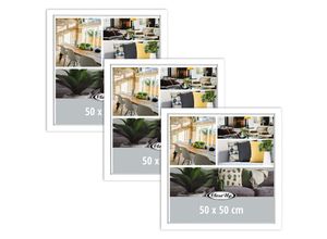 4063909432125 - - Posterrahmen 50 x 50 cm weiß 3er Set aus mdf mit Rückwand und bruchsicherem pvc Glas