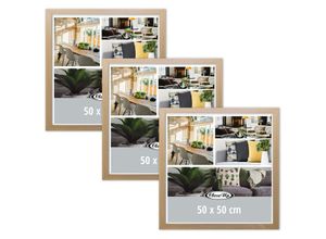 4063909432132 - - Posterrahmen 50 x 50 cm Buche hell 3er Set aus mdf mit Rückwand und bruchsicherem pvc Glas