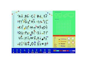 4063909445064 - - Alphabet Schreibtischunterlage blau für Kinder 60 x 40 cm Material strapazierbares Vinyl mit einem innenliegenden Polyestermesh