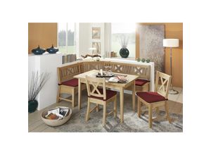 4063912047279 - Eckbankgruppe im modernen Landhausstil Deborah Essgruppe massiv Holz Buche lackiert Weinrot 12036