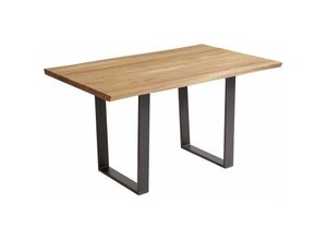 4063912047729 - Esszimmertisch Massiv Daphene 140 x 90 x 75 Esstisch Holz massiv Wildeiche geölt Schwarz 12069-140090