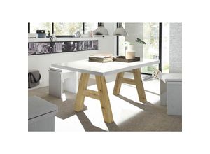 4063912058886 - Esstisch ausziehbar Elia 1 160 x 90 x 75 Esszimmertisch Asteiche Weiß Matt Lack 13261-160