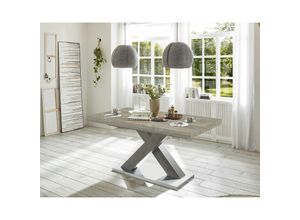 4063912075524 - Esszimmertisch ausziehbar Elyse 160 x 90 x 76 Esstisch Graphit Edelstahloptik Beton 13787-160090