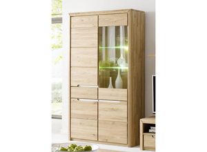 4063912085080 - 58 Aufm Kessel - Vitrinenschrank Massivholz Ianka 114x198x41 Vitrine Wildeiche Bianco geölt 20008