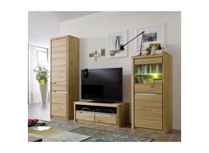 4063912085264 - 58 Aufm Kessel - Wohnzimmerschrank Massivholz Ianka 250x198x46 Wohnwand Wildeiche Bianco geölt 20026